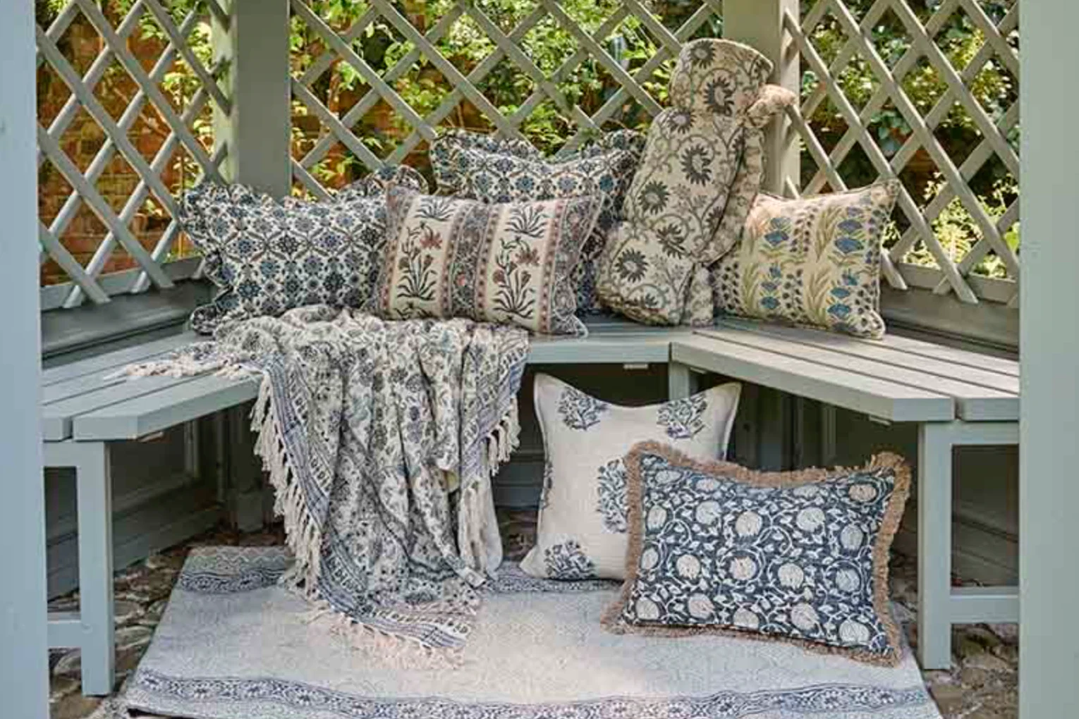 Walton & Co Cortile Cotton Rug, Sky - Image 2