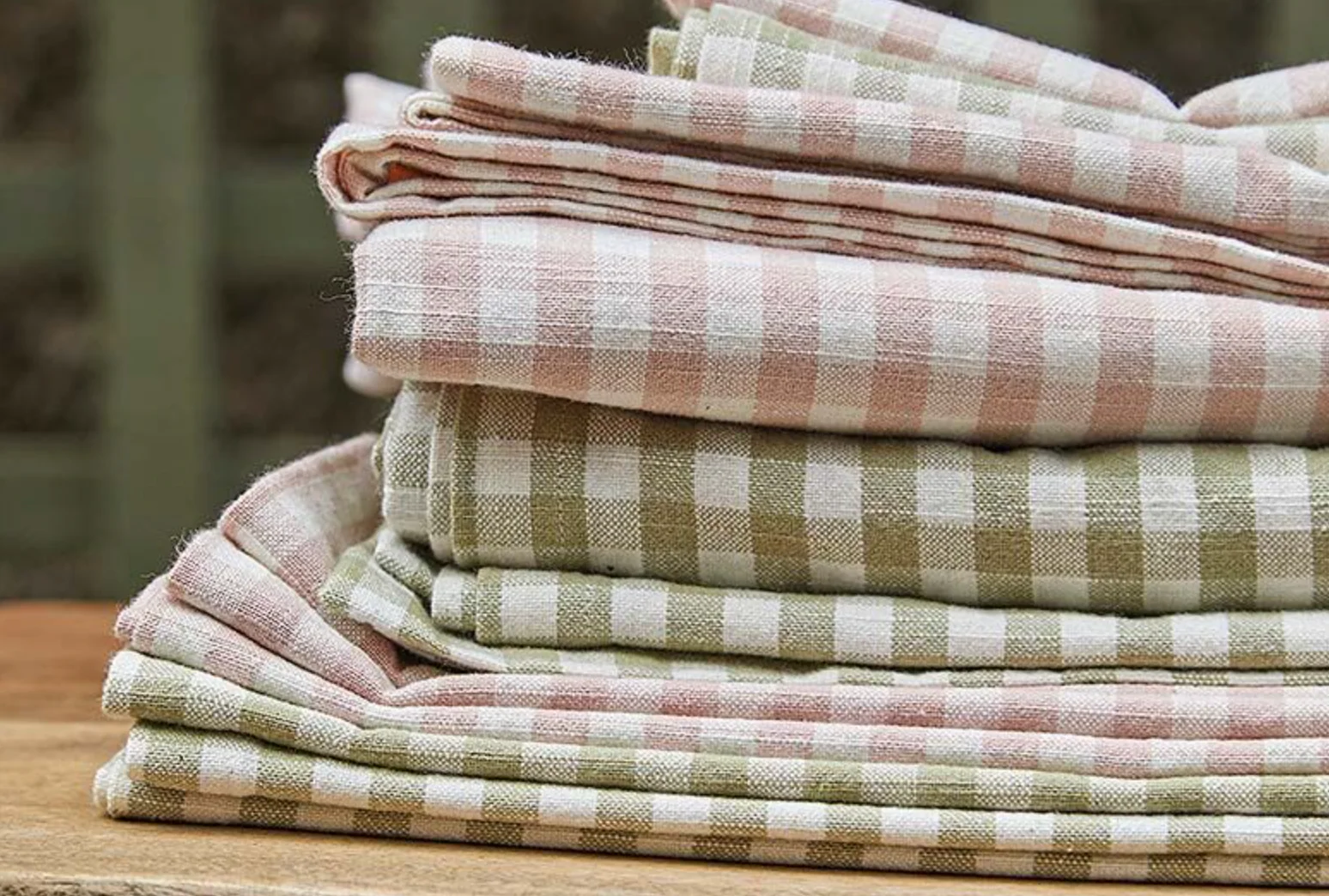 Walton & Co Gingham Cotton Tablecloth, Pale Olive - Image 4
