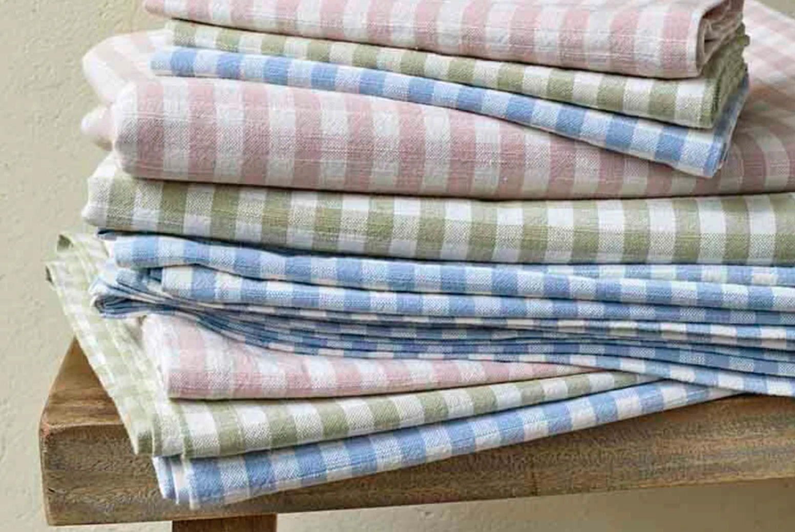 Walton & Co Gingham Cotton Tablecloth, Pale Olive - Image 5