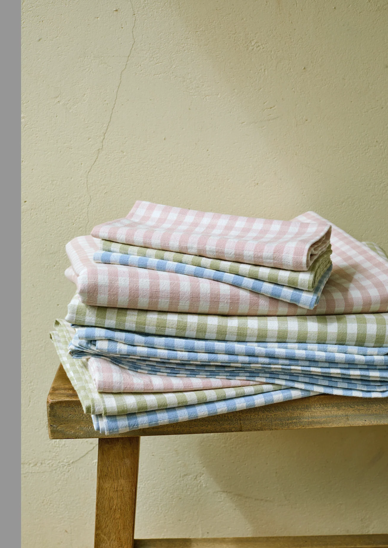 Walton & Co Gingham Cotton Tablecloth, Pale Olive - Image 6