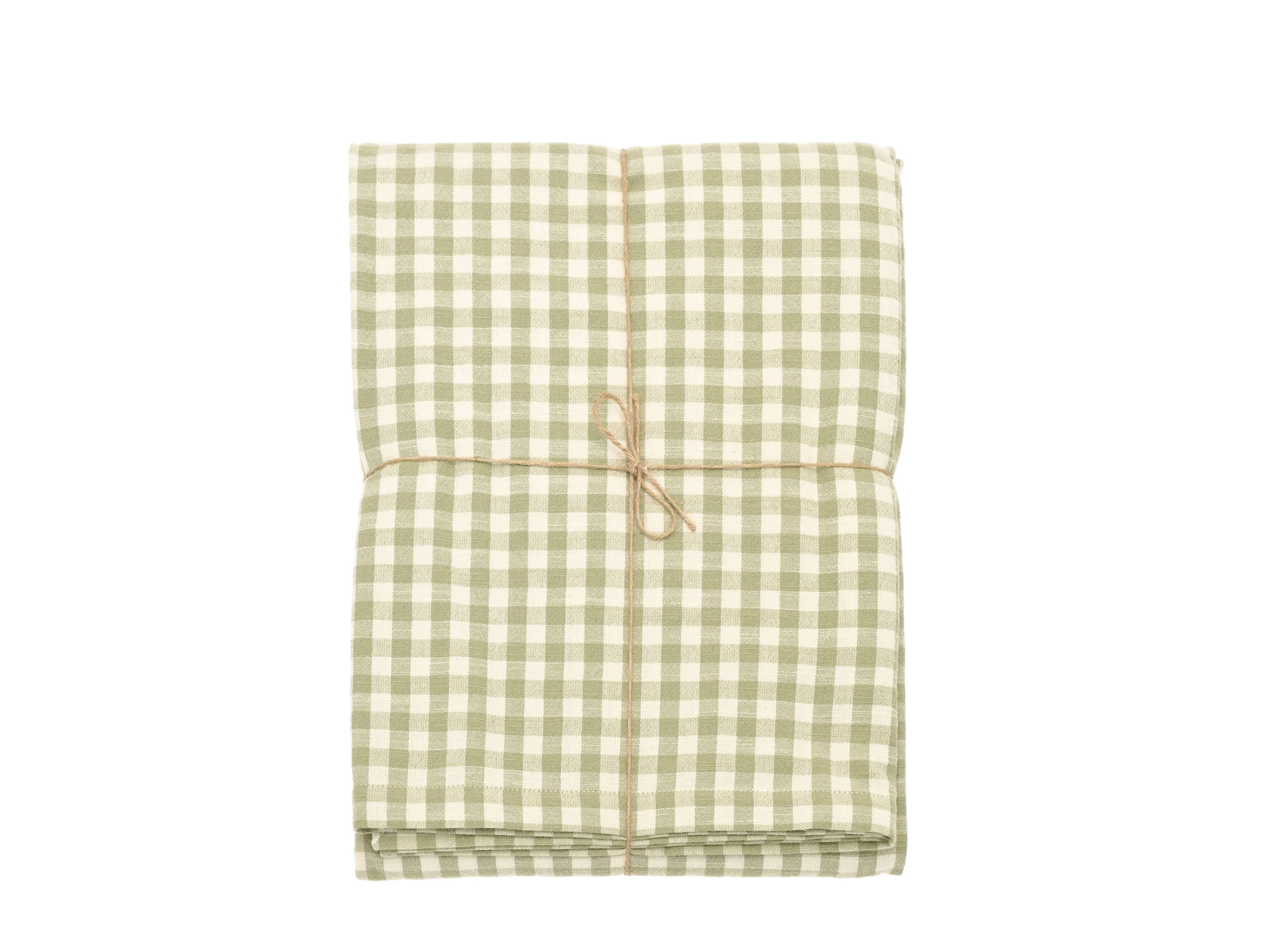 Walton & Co Gingham Cotton Tablecloth, Pale Olive - Image 7