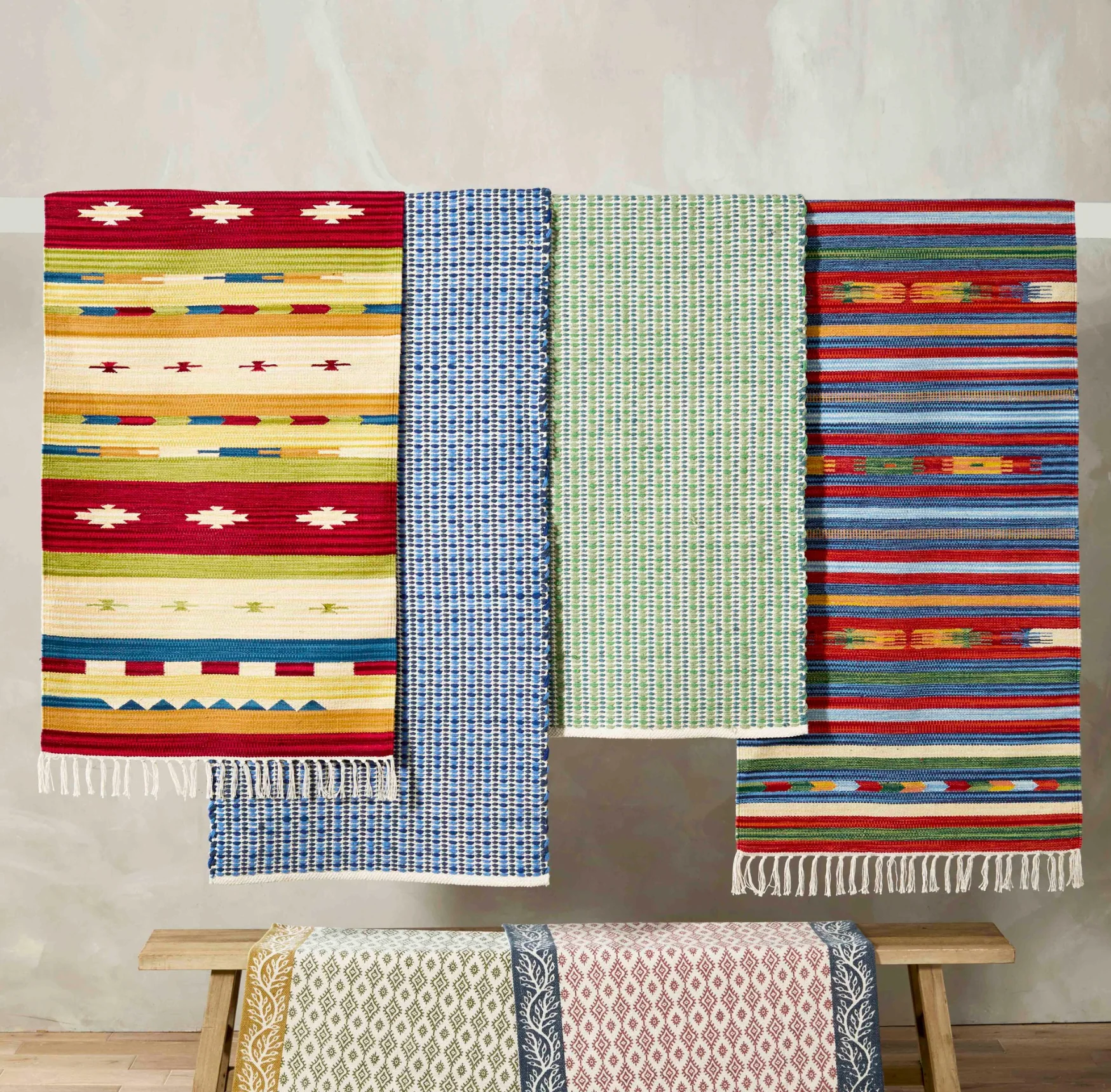 Walton & Co Kilim Narrow Stripe Cotton Rug - Image 2