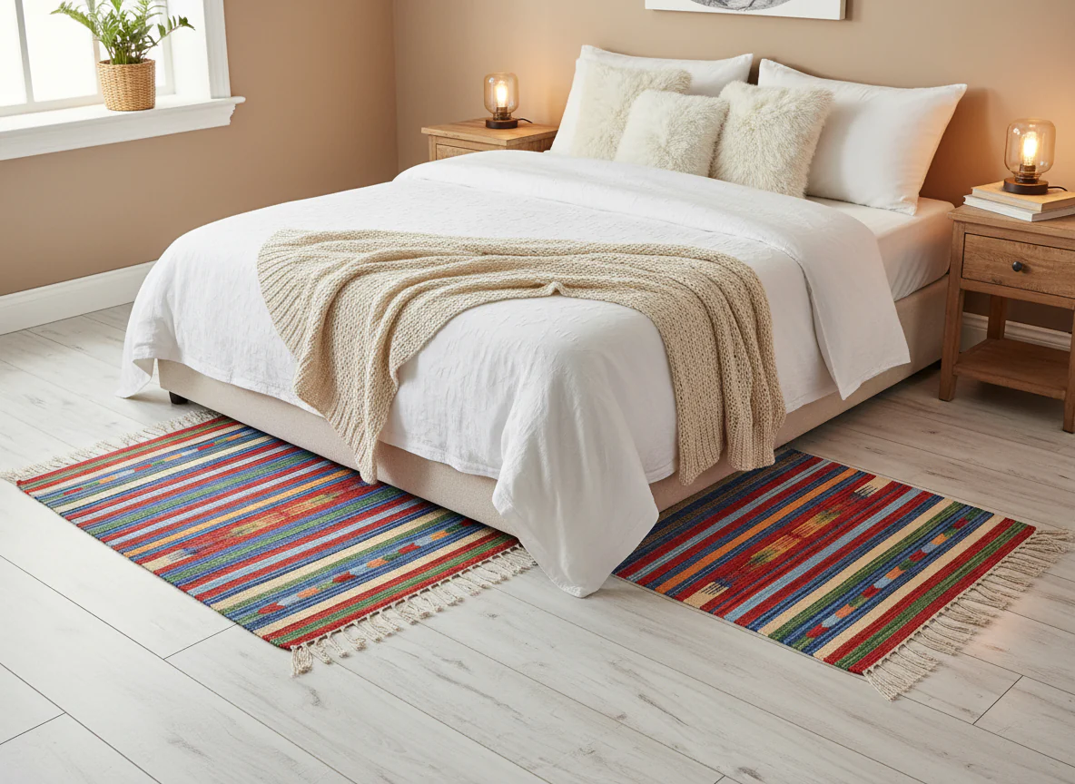 Walton & Co Kilim Narrow Stripe Cotton Rug - Image 5