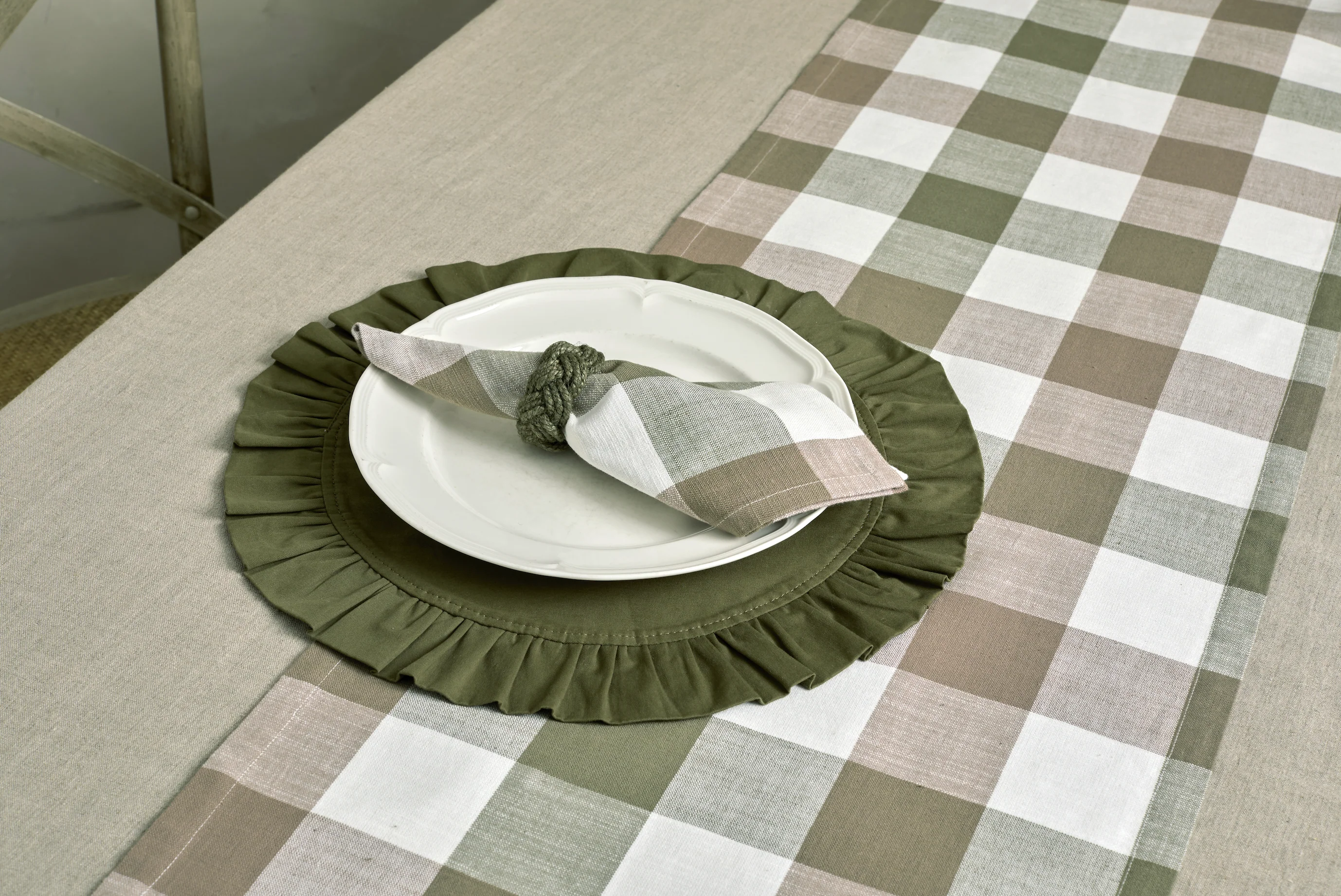 Walton & Co Vermont Napkins Olive & Mocha (set of 4) - Image 2