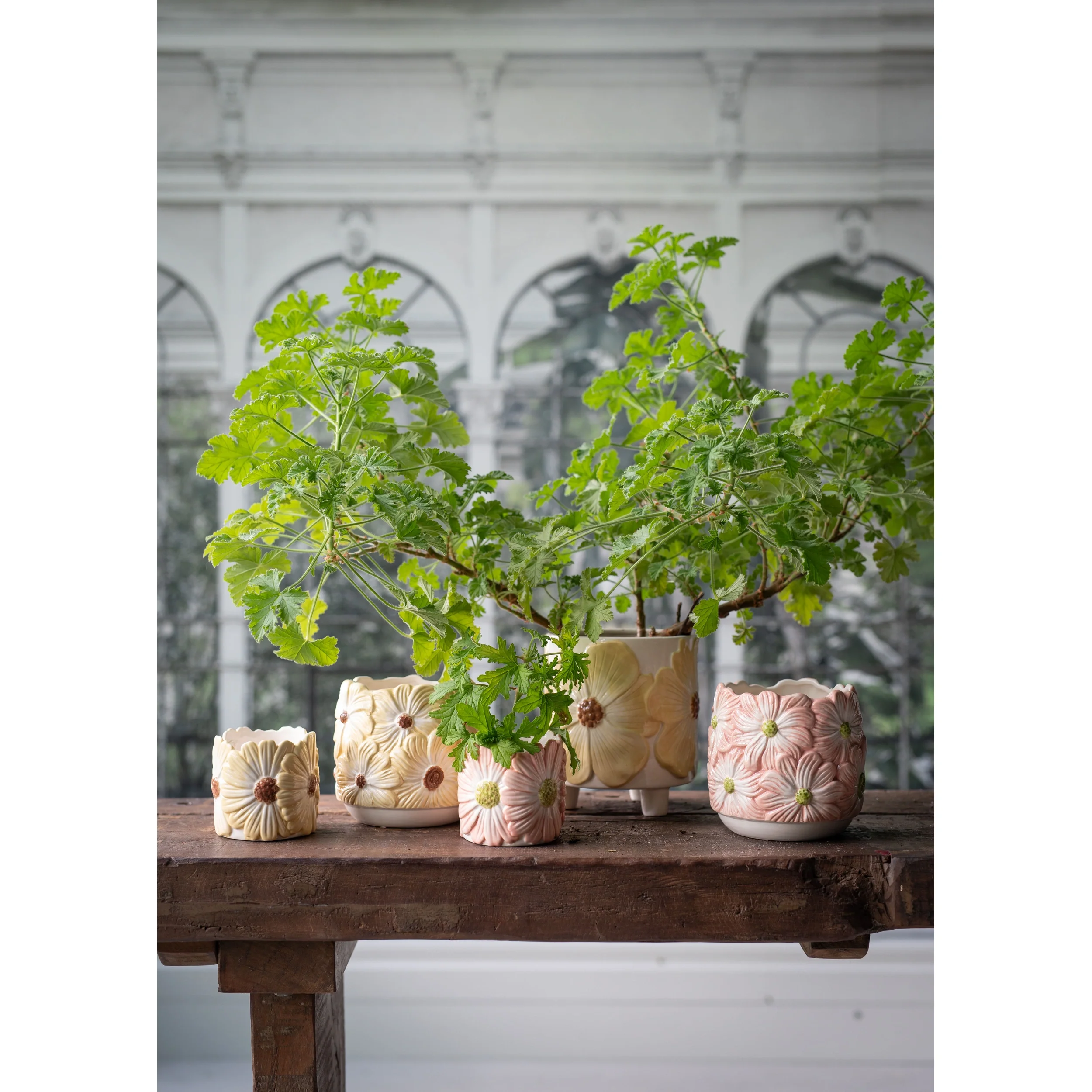 Wikholm Esther Footed Ceramic Plant Pot, Yellow - Image 2