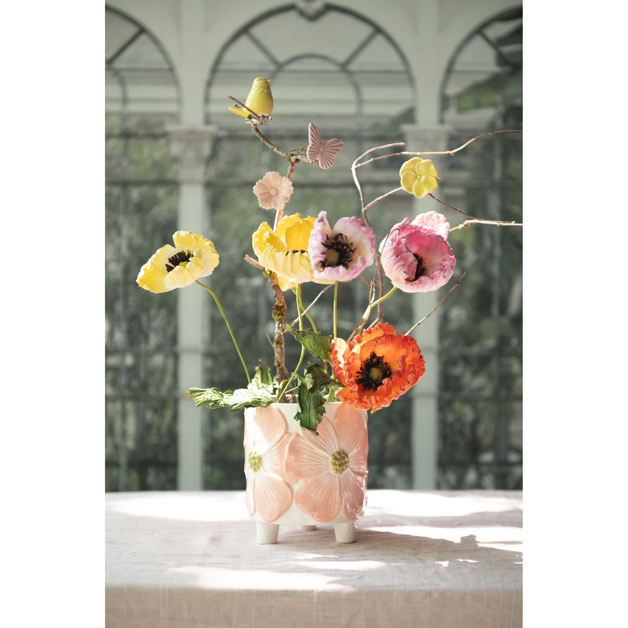 Wikholm Esther Footed Ceramic Plant Pot, Pink - Image 3
