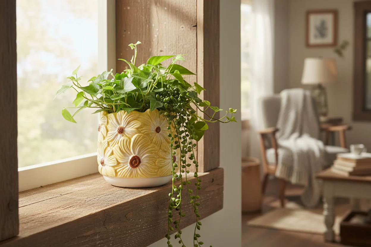 Wikholm Esther Ceramic Plant Pot, Yellow - Image 5