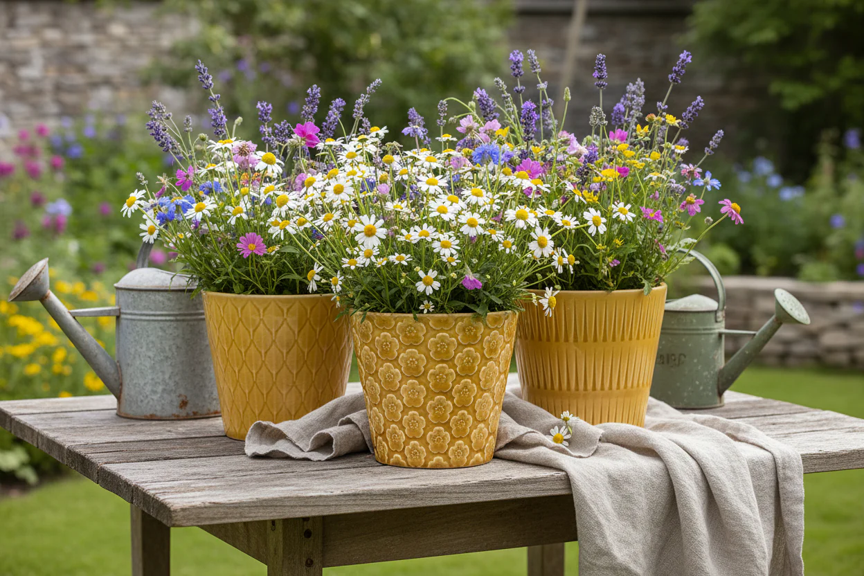 Wikholm Majken Ceramic Mini Plant Pots, Yellow  (Set Of 3) - Image 2