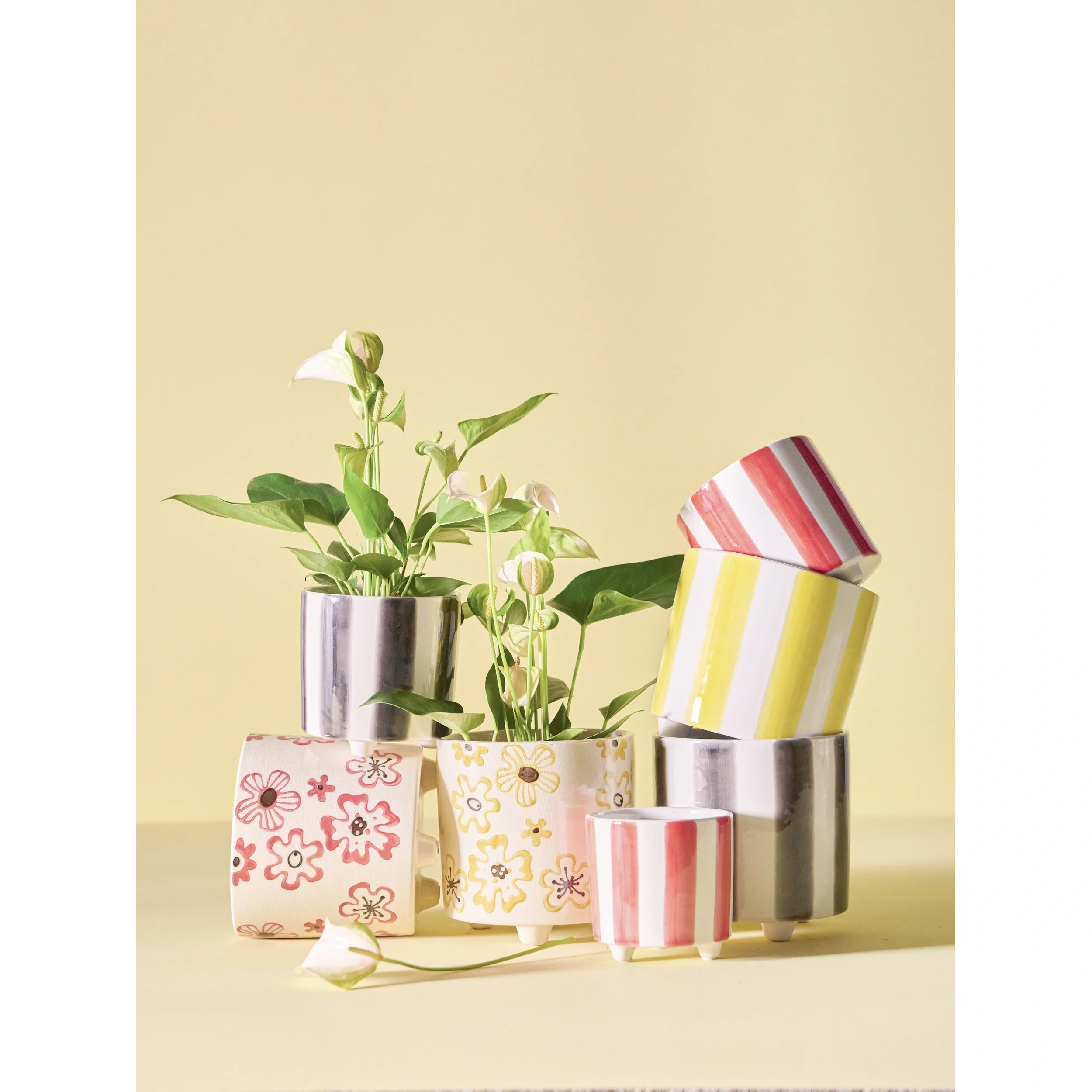 Wikholm Rakel Ceramic Plant Pot, Yellow - Image 4
