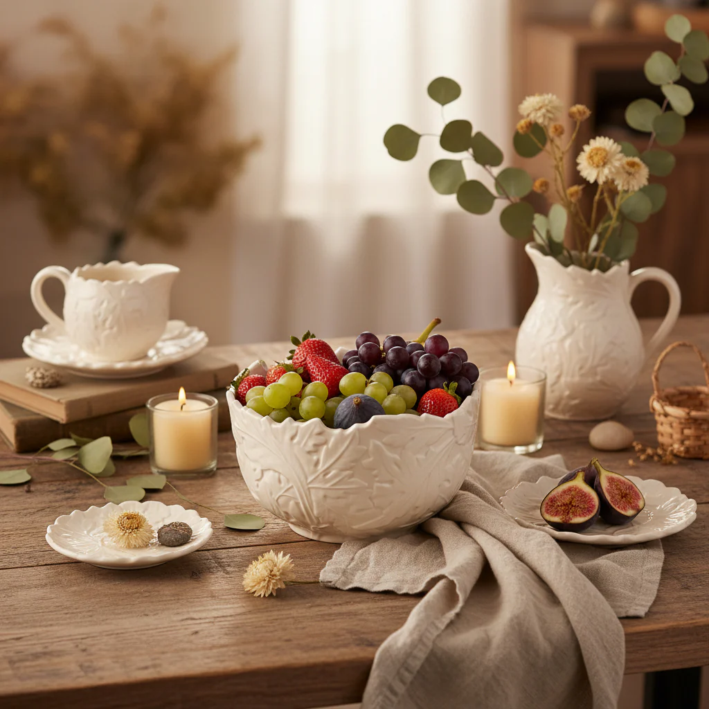 William Morris At Home Kitchen Garden Embossed Fruit Bowl - Image 3