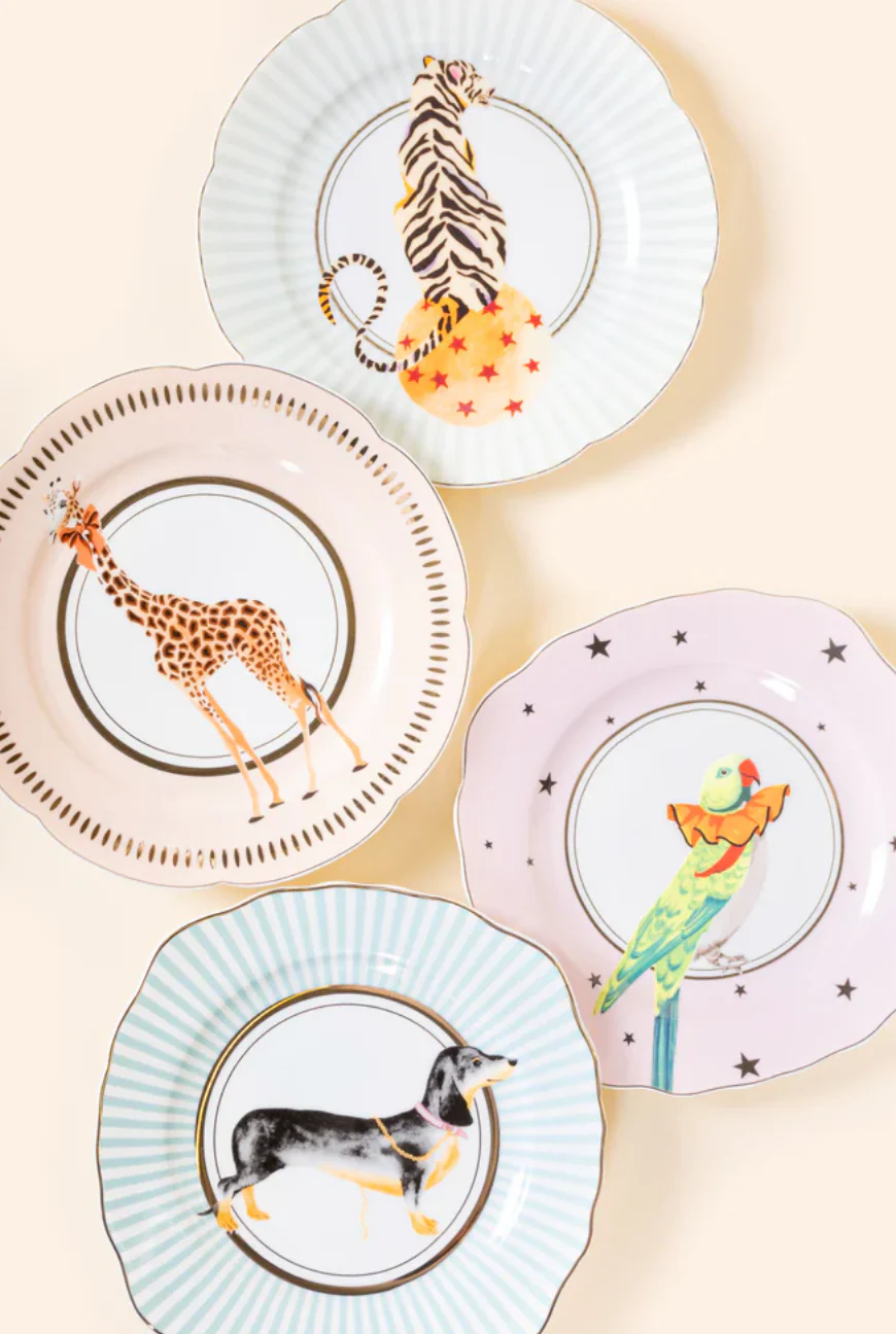 Yvonne Ellen Animal Tea Plate, Set Of 4