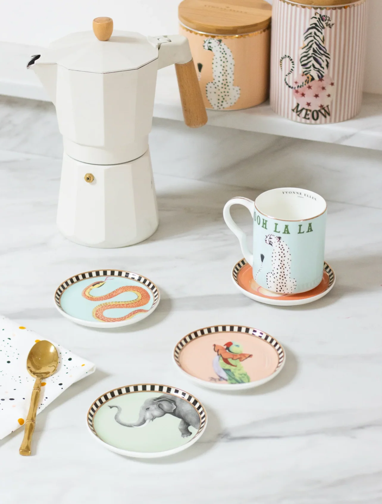 Yvonne Ellen Ceramic Coasters, Animals ( Set Of 4 ) - Image 6